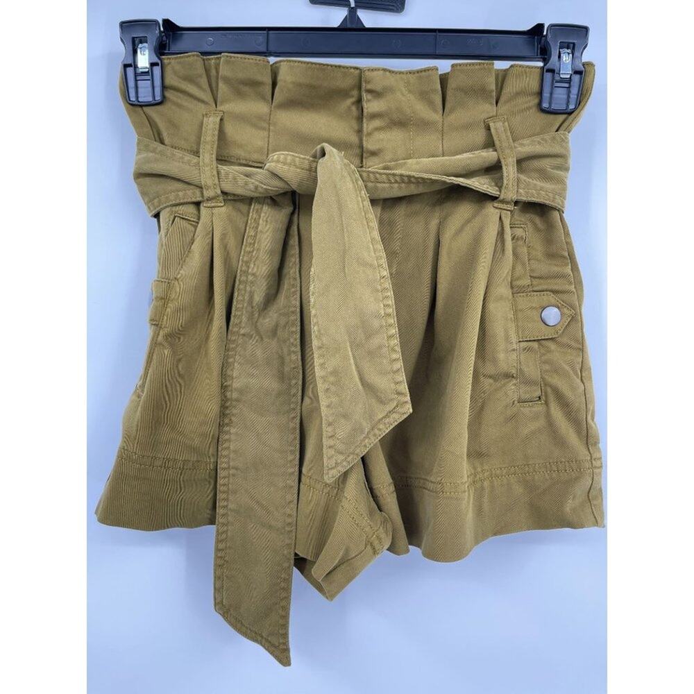 TopShop Olive Green Paperbag Shorts Size 2 Belt NEW Top Shop Womens Summer Fun